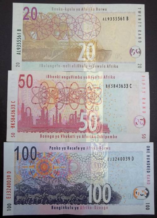 SA 20, 50, 100 Rand 2010 - G Marcus 1st Issue - All in Great condition
