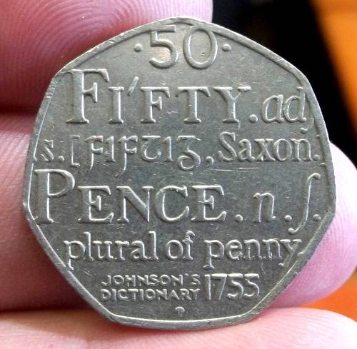 UK 50 Pence 2005 - 250yr anniversary of Johnson's Dictionary