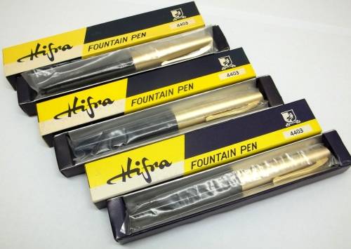 mid 1970`s HIFRA Fountain pens - New, in original packaging - Blue/Black/Grey - one bid for all