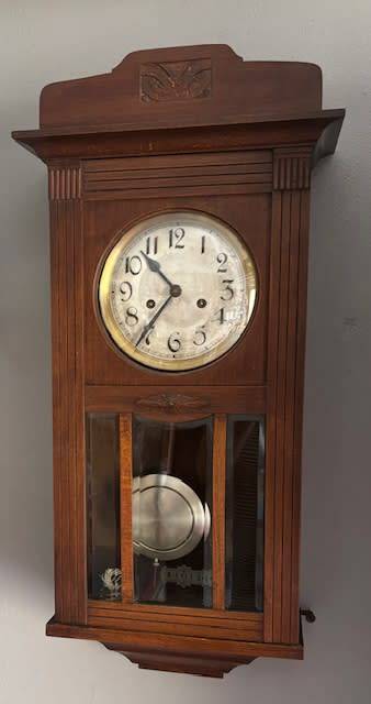 Antique 1920 Solid Art Deco Clock Bevelled Glass Deep Gong