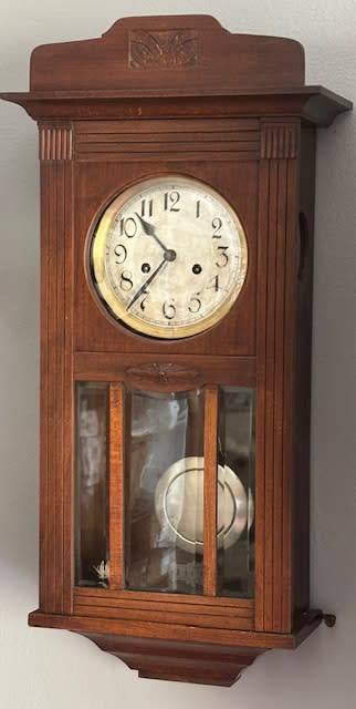 Antique 1920 Solid Art Deco Clock Bevelled Glass Deep Gong