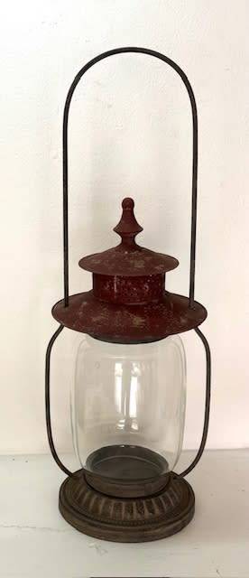 TALL GLASS METAL LANTERN
