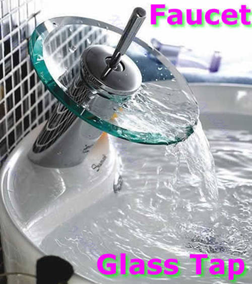 Modern Style Glass Waterfall Kitchen Bathroom Vessel Tub Vanity Sink Faucet Tap