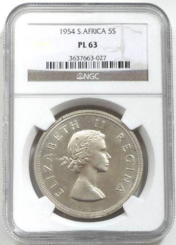 1954 5 SHILLING NGC PL63