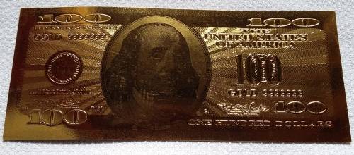 GOLD BANKNOTE -999 24K UNITED STATES 100 DOLLARS