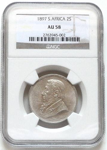1897 ZAR 2 SHILLINGS NGC AU58