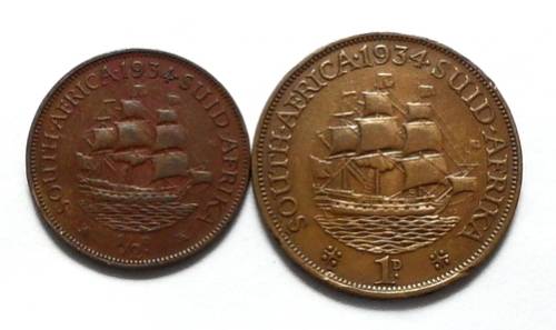 1934 1/2 PENNY + PENNY (2 COINS)