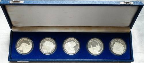 2000 EDITION AFRICAN BIG FIVE "FINE SILVER SET GOLD REEF CITY MINT
