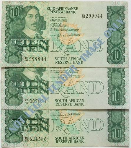 GPC DE KOCK 1981 10 RAND 1ST ISSUE (3 NOTES) **BID PER NOTE**