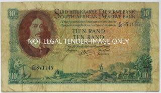 SOUTH AFRICA  G RISSIK 1962 **1ST ISSUE** 10 RAND F