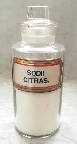 APOTHECARY CHEMIST PHARMACY BOTTLE **SODII CITRAS**W ON BASE170MM