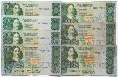 G P C DE KOCK 10 RAND 3RD ISSUE (7 NOTES)** BID PER NOTE**