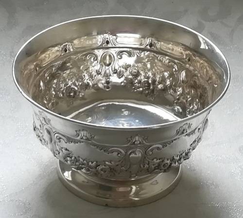 ANTIQUE STERLING SILVER ROSE BOWL BIRMINGHAM 1900 173 GRAMS 120X70MM **EXCELLENT CONDITION**
