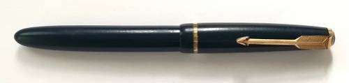 VINTAGE PARKER SLIMFOLD 14K NIB BLUE + GOLD FOUNTAIN PEN