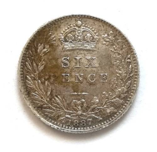 GREAT BRITAIN 1887 SILVER SIXPENCE