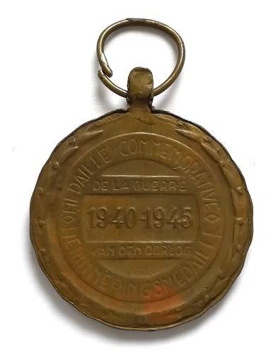 BELGIUM WW2 COMMEMORATIVE MEDAL OF THE 1940-1945 WAR 37 MM