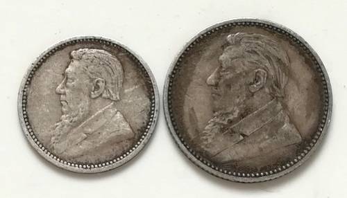 ZAR 1896 3 + 6 PENCE (2 COINS)