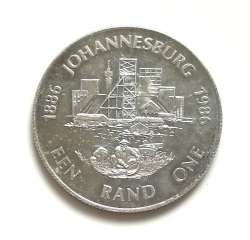 1986 R S A SILVER 1 RAND "JOHANNESBURG (1886-1986)" UNC