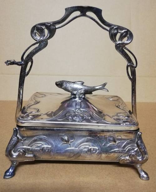 W M F ART NOUVEAU SARDINE SERVERS/DISHES - ORIGINAL GLASS **EXCELLENT** 220MM