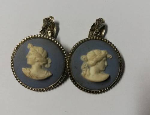 VINTAGE STERLING SILVER WEDGWOOD ENGLAND EARRINGS  DIAMETER 22MM - CLIP ON