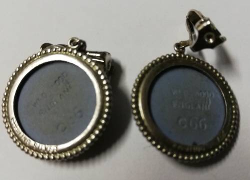 VINTAGE STERLING SILVER WEDGWOOD ENGLAND EARRINGS  DIAMETER 22MM - CLIP ON
