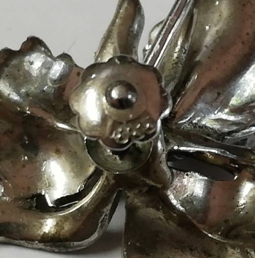 VINTAGE STERLING SILVER MARCASITE ORCHID  EARRINGS 25X20MM SCREW ON