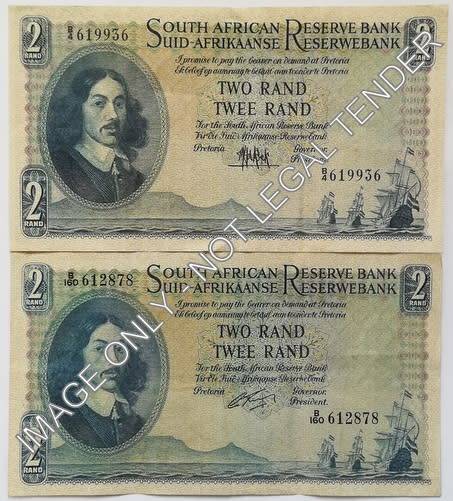 G RISSIK + M H DE KOCK 2 RAND (2 NOTES)