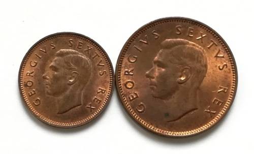 UNION 1952 1/4 +  1/2 PENNY (2 COINS)