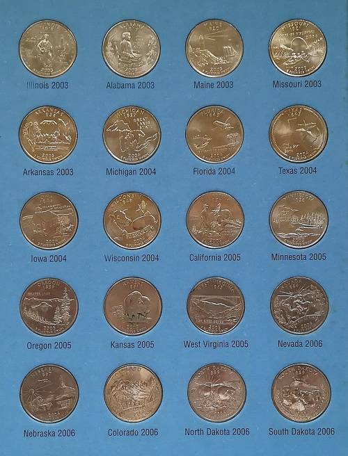 STATEHOOD QUARTERS FOLDER COMPLETE SET 1999-2009 MISSING 1