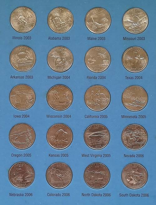 STATEHOOD QUARTERS FOLDER COMPLETE SET 1999-2009 MISSING 2