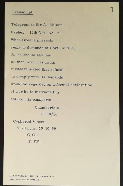 THE ANGLO BOER WAR - COLLECTION OF CONTEMPORARY DOCUMENTS - JACKDAW SERIES NO. 68
