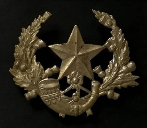 CAMEROONIANS SCOTTISH RIFLES + DURHAM LIGHT INFANTRY CAP BADGE 55X75MM