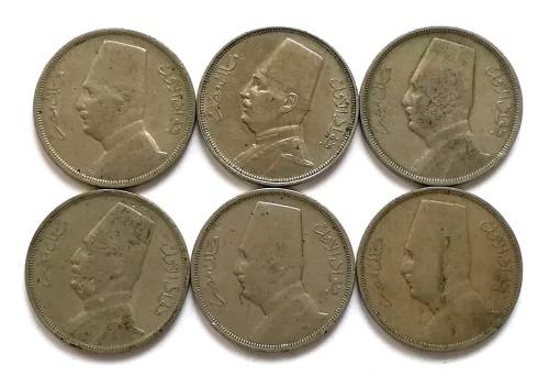 EGYPT 1929-1925 10 MILLEMES (6 COINS)