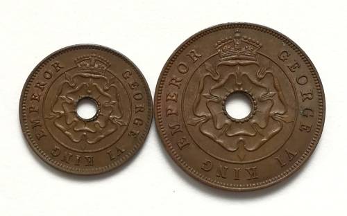 SOUTHERN RHODESIA 1943 1/2 + 1 PENNY