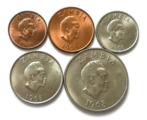 ZAMBIA 1968 1+2+5+10+20 NGWEE (5 COINS)