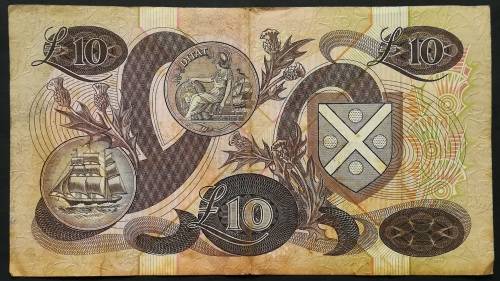 1982 BANK OF SCOTLAND 10 POUNDS NOTE *PIN HOLES*