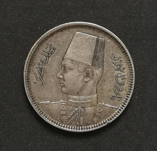 EGYPT (1937 TO 1942) SILVER 2 PIASTRES