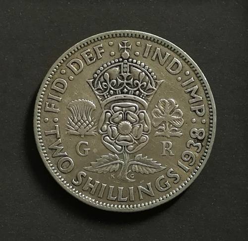 GREAT BRITAIN 1938 SILVER 2 SHILLINGS