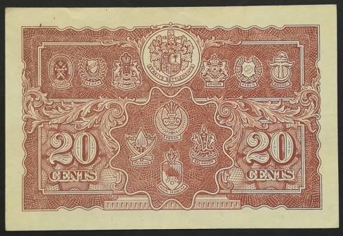 **RARE** 1941 MALAYA STRAITS SETTLEMENTS 20 CENTS GEORGE V1 BANKNOTE