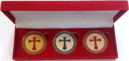KNIGHTS TEMPLAR 3 COIN (40MM) VELVET BOX SET