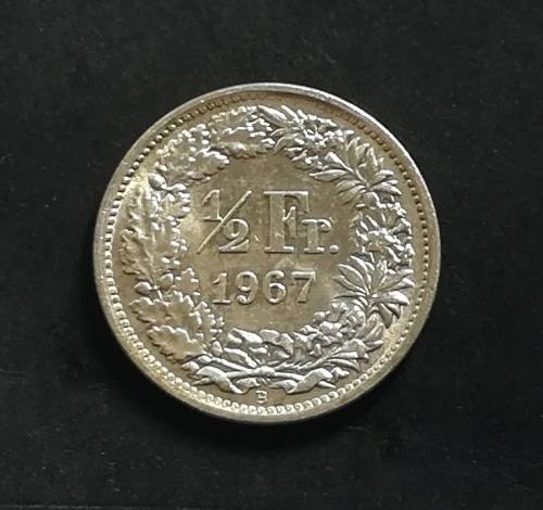 SWITZERLAND 1967B SILVER HALF FRANC