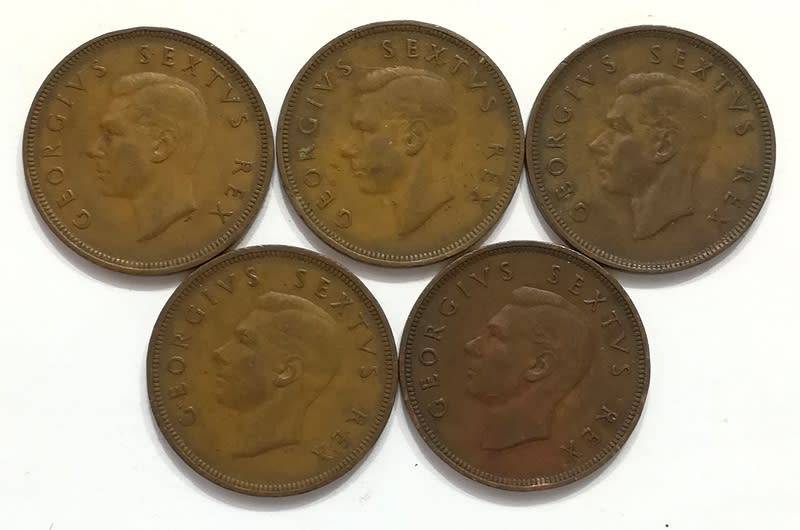 UNION 1948 TO 1952 PENNY (5 COINS)
