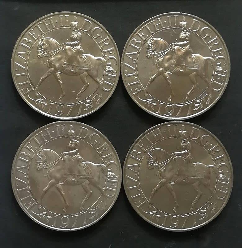 1977 ELIZABETH 11 SILVER JUBILEE CROWN -4 COINS **BID PER COIN**