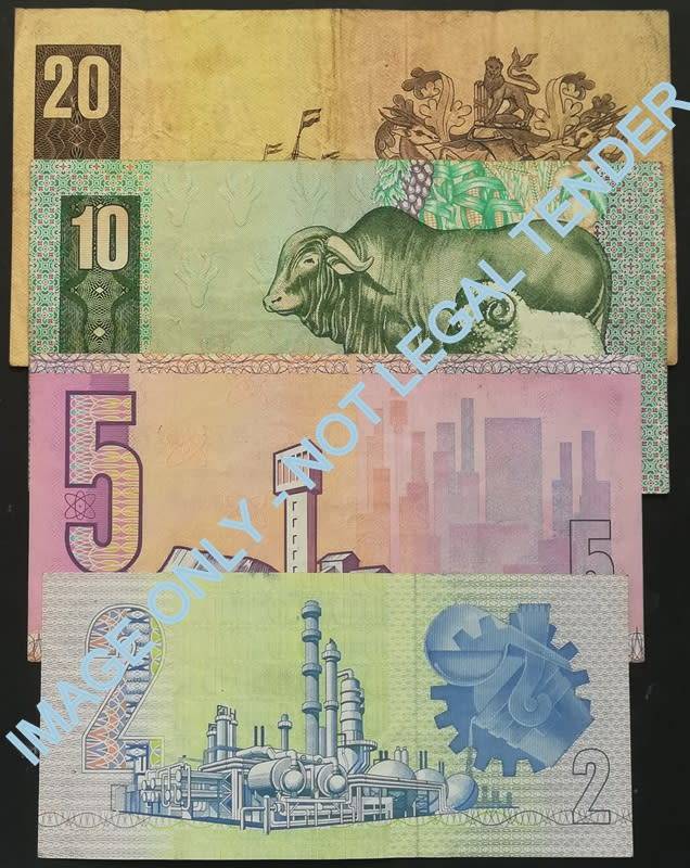 GERHARD DE KOCK 2+5+10+20 RAND (4 NOTES)