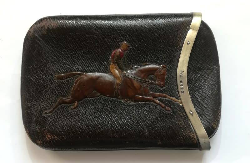 LONDON 1878 STERLING SILVER AND LEATHER CIGAR BOX 90X140MM