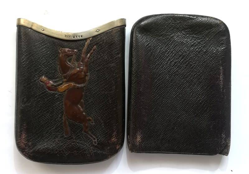 LONDON 1878 STERLING SILVER AND LEATHER CIGAR BOX 90X140MM