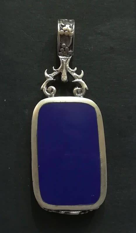 STERLING SILVER DOUBLE SIDED PENDANT - MARKED INSIDE LOOP 45X15MM