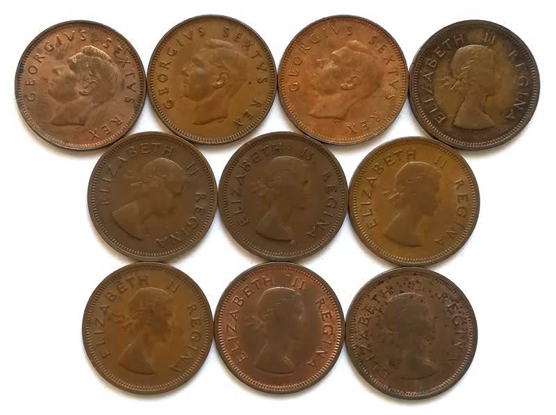 UNION 1950 TO 1959 1/4 PENNY - *ALL DATES* (10 COINS)
