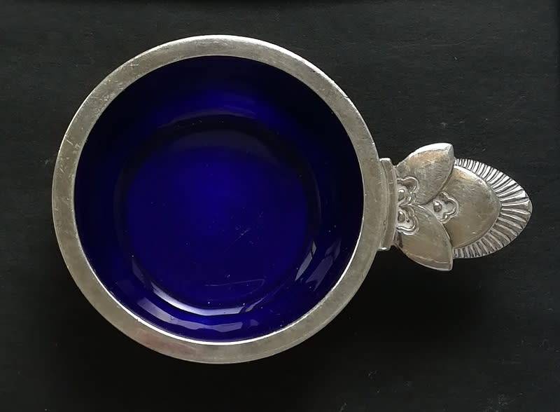GEORGE JENSEN STERLING SILVER AND ENAMEL SALT  45X 65MM 25.6G