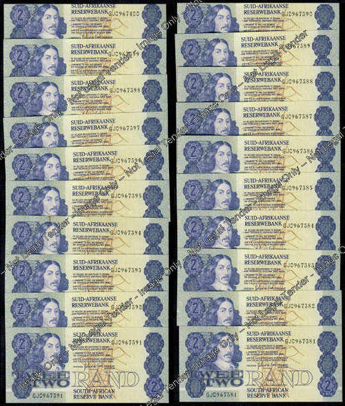 Gerhard de Kock R2 serial run of twenty (20) notes from GJ0967381 to GJ0967400